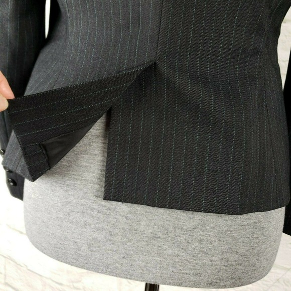 Evan-Picone Blazer Size 6P Charcoal & Teal Stripe - Picture 5 of 11